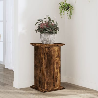 vidaXL - Plantenstandaard - 33x33x60 - cm - bewerkt - hout - gerookt - eikenkleurig