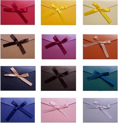 Set van 12 Kleurige Enveloppen, Luxe Cadeau-enveloppen met Lint, Geld-envelop voor Feestjes, Bruiloften en Verjaardagen, 6.9 x 4.9 Inch, Perfect voor Kerst en Speciale Gelegenheden