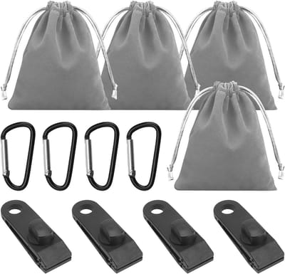 4-delige draagbare gewichtszakken, zandzakken en beengewichten met 4 karabiners en clips voor het bevestigen van tenten, partytenten en tafelkleden