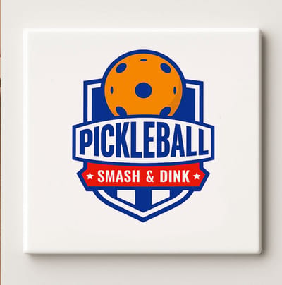 Pickleball “Smash & Dink” Tegel – Sportief Pickleball Logo Keramische Tegel 15×15 cm voor Speelkamer, Kantoor & Huisdecoratie