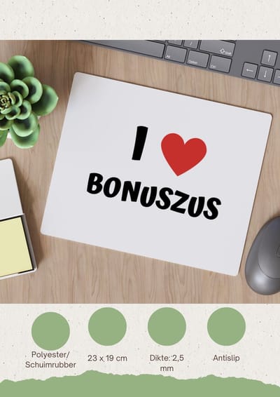 Akyol - i love bonuszus Muismat - Zus - de liefste bonuszus - verjaardag - cadeautje voor zus - zus artikelen - kado - geschenk - 23 bij 19 cm