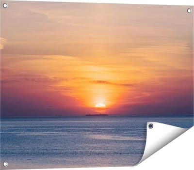 Gards Tuinposter Zonsondergang in de Noordzee - 80x60 cm - Tuindoek - Tuindecoratie - Wanddecoratie buiten - Tuinschilderij