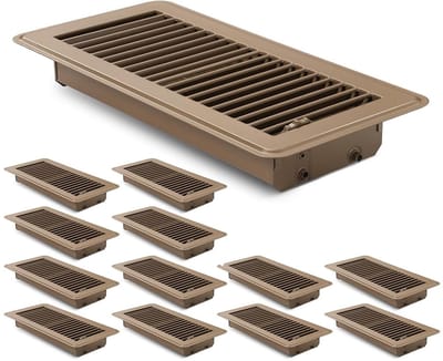 Vloerventilatierooster - Ventilatieopening - Huisverwarming - Roestwerende afwerking - 102 x 25 cm - Bruin