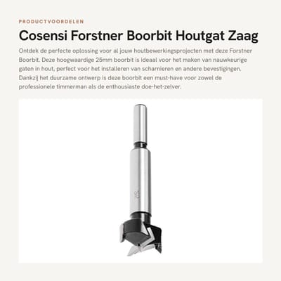 Dailygoods - Forstner Boorbit - Houtgat Zaag - 25mm - Houtbewerking - Gat Boren - Precisie Cutter - Geschikt voor Houtbewerking - 25mm
