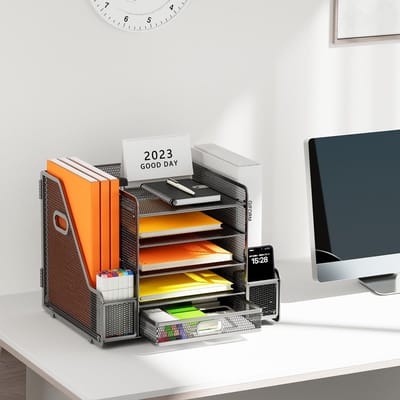 Unyqoos ® Uitgebreide Bureau-Organizer met Meerdere Opbergmogelijkheden voor Kantoor en Thuisgebruik