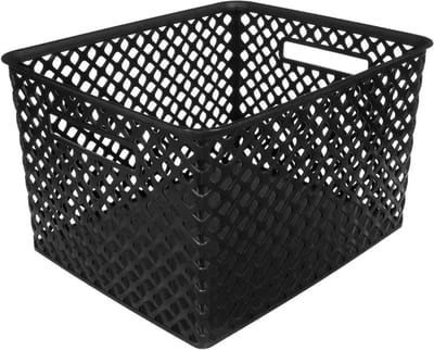 5Five Opbergmand/box van kunststof - zwart - 30 x 37 x 21 cm - 19 liter