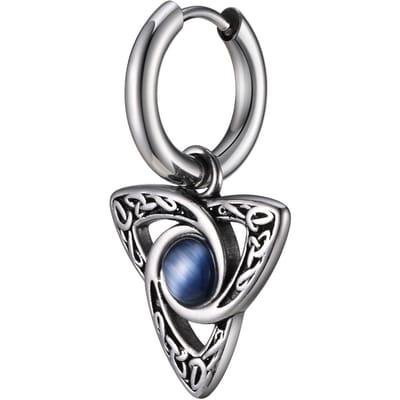 Boucles d'oreilles triangulaires géométriques unisexes Vnox, Boucles d'oreilles créoles incrustées de pierre de lune, Bijoux d'oreille pour hommes et femmes gray