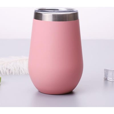 12OZ Thermische Mok Tumblers Geïsoleerde Wijnbeker Swig Glas Dubbelwandig Roestvrij Staal met Deksel Keukenaccessoires 12OZ pink