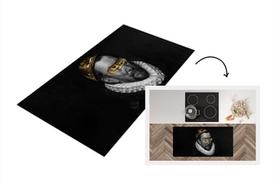 Keukenloper - Loper keuken - Schilderij - Zwart - Wit - Goud - 120x60 cm - Keukenloper vinyl