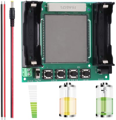 Capaciteitstester voor 18650 lithiumbatterijen - Hoge nauwkeurigheid, digitale meting van mAh en Wh, DC 5-12V met display en aansluitkabels