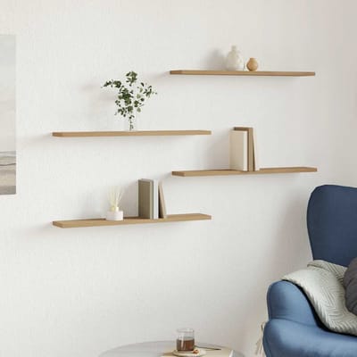 vidaXL - Wandschappen - 4 - st - 60x20x1,5 - cm - bewerkt - hout - artisanaal - eiken