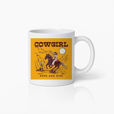Cowgirl Mok – Westerse Rope and Ride Koffiebeker met Vintage Paardrij Kunst voor Rodeo & Country Liefhebbers