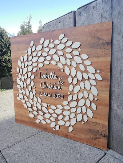 Gepersonaliseerd 3D Gastenboek van Echt Hout voor Bruiloft, Verjaardag en Jubileum - 40-180 Vellen in Diverse Maten