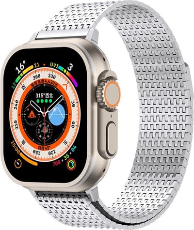 By Qubix - Geschikt voor Apple Watch bandje - Stainless Steel Loop band - Zilver - Extra strong - Geschikt voor Apple Watch 44mm / 45mm / 46mm / 49mm (Ultra 1,2 en 3)