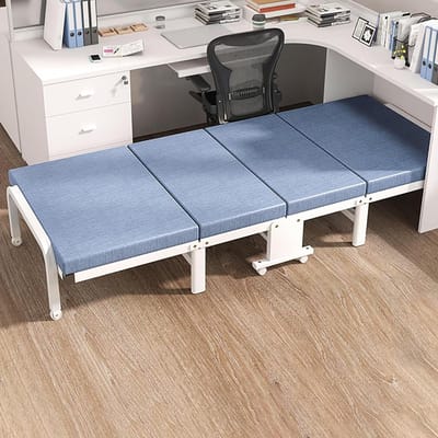Opvouwbaar Bed - Gastenbed Matras - Tijdelijk Slapen - Stevig Stalen Frame - 190x65cm - Blauw