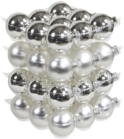 Othmar Decorations kerstballen - 36x st - zilver - D6 cm - glas - kerstversiering