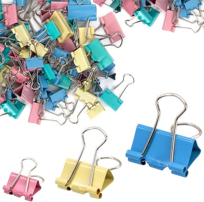 72 Stuks Bulldog Klemmen Set - Gekleurde Metalen Clips in 3 Maten (15, 19, 25 mm) voor Briefjes, Documenten en Archief