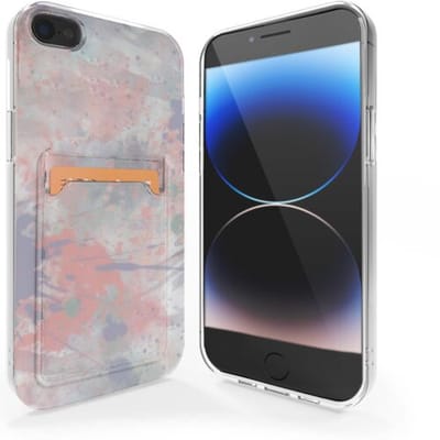 ShieldCase telefoonhoesje geschikt voor Apple iPhone 7/8 hoesje pasjes - Pink Brush - Marmer look hoesje - Marmeren uitstraling met pasjeshouder - Shockproof hardcase - Pashouder hoesje
