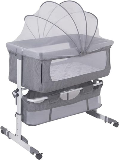 Hoogte Verstelbaar Babybed met Muggennet en Wielen - Draagbaar Reisbed voor Baby's (92 x 58 x 70-90 cm)