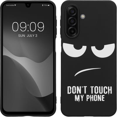 kwmobile telefoonhoesje geschikt voor Samsung Galaxy A17 4G / 5G - Hoesje voor smartphone in wit / zwart - Backcover van TPU - Don't Touch My Phone design