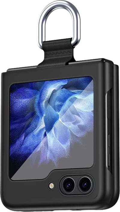 Geschikt voor Samsung Galaxy Z Flip 5 5G 360 graden ring hoesje - Zwart