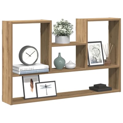 vidaXL - Wandschap - 99x15x60 - cm - bewerkt - hout - artisanaal - eikenkleurig
