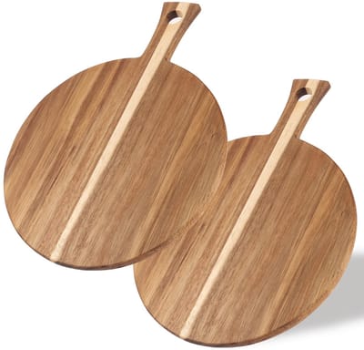 NTHProducts - Houten Pizzaborden Set - 40 cm - Praktische Handgreep - Ideaal voor Pizza en Brood - Duurzaam en Herbruikbaar - Geschikt voor Focaccia e