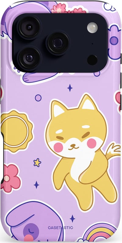 Casetastic hoesje geschikt voor Apple iPhone 17 Pro - MagSafe - Dubbellaagse bescherming - Knuffelvriendjes - Fashion Case - Geel Lila Lavendel