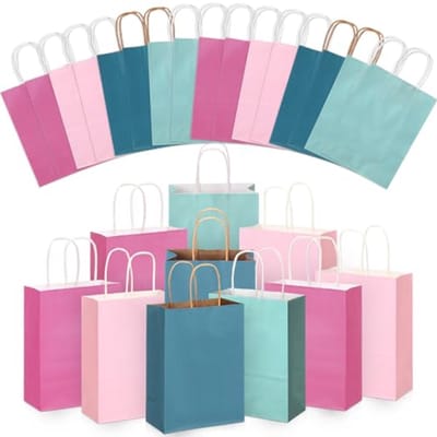Papieren Geschenkzakken met Handvat - 32 Stuks in Diverse Kleuren voor Verjaardagsfeest en Feestdecoratie