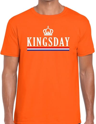 Oranje Kingsday Hollandse vlag t- shirt - Shirt voor heren - Koningsdag kleding S