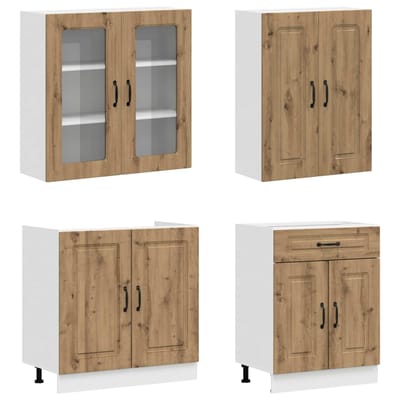 vidaXL - Keukenblok - KALMAR - 4 - st - Artisanaal - eiken - Bewerkt - hout