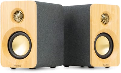 Audizio KS16 boekenplank speakers - Bluetooth speaker set - Platenspeler speakers - 100W - Bamboe