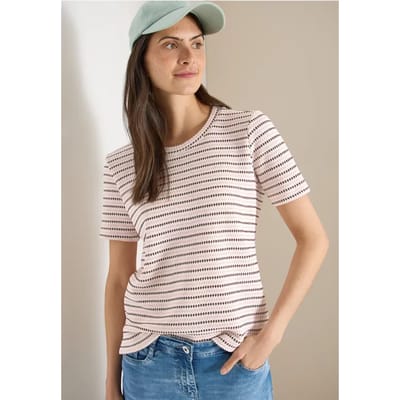 Shirt met korte mouwen, ronde hals en structuur