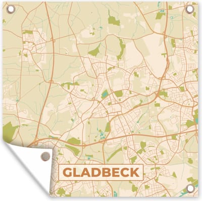 Tuin poster Stadskaart - Gladbeck - Vintage - Kaart - Plattegrond - 200x200 cm - Tuindoek
