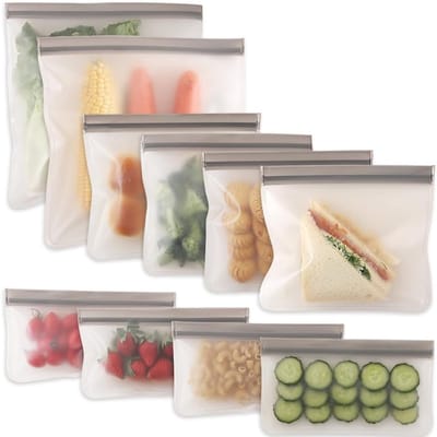 Famanu Gripzak met ritssluiting voor de vriezer, ziplock-zakje, hersluitbare, herbruikbare en lekvrije zak met een inhoud van 3,8 liter voor het marineren van vlees, om fruit en snacks in te bewaren,