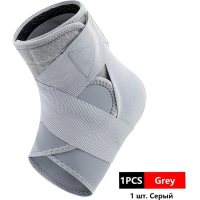 1 Stuk Verstelbare Enkelsteun Compressie Enkelbrace Beschermer Hardlopen Voetbal Basketbal Gebreide Gym Bandage Enkelband grijs