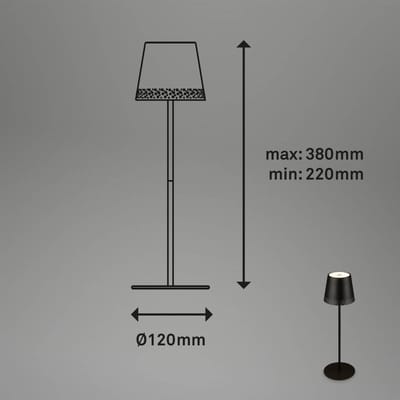 B.K.Licht Kiki - Tafellamp oplaadbaar - snoerloze lamp - dimbaar - voor buiten en binnen - USB-C - in hoogte verstelbaar - Ø12cm - zwart