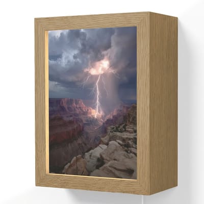 Wandlamp 15x20 cm - Oplaadbaar - Bliksem - Wolken - Canyon - Wandlampen binnen woonkamer - Slaapkamer lamp met kabel - Decoratieve nachtlamp - Vloerlamp snoer