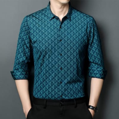 Herfst Mode voor Zakelijke Mannen Geruite Lange Mouwen Shirts voor Jonge Mannen Trendy Geprint Anti-kreukel Strijkloos Tops XXXXL gray