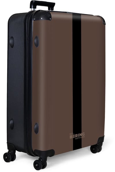 NoBoringSuitcases.com® - Koffer groot - Reiskoffer lichtgewicht - Donker bruin met zwarte streep - Rolkoffer met 4 wielen - Grote trolley XL - 98 liter bagage