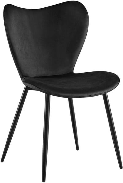 CLP Maika Eetkamerstoel - klassiek - keukenstoel - met rugleuning en zwart metalen frame - maximaal 150 kg - Fluweel/zwart