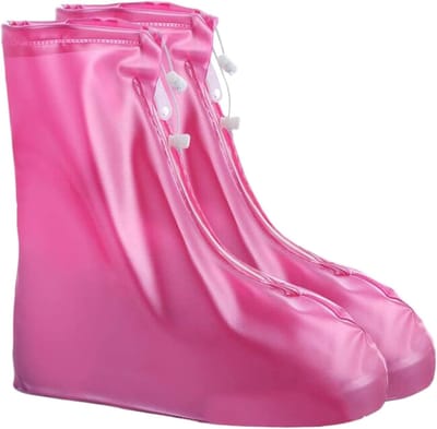 VHV - Overschoenen - Regen schoenhoezen - Hoge waterdichte schoenhoes met rits - Voor dames kinderen fietsen en reizen - Roze