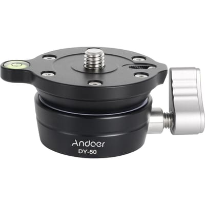 Andoer DY-50 Base de nivellement de trépied tête de trépied de photographie panoramique en alliage d'aluminium inclinaison de 15 degrés noir