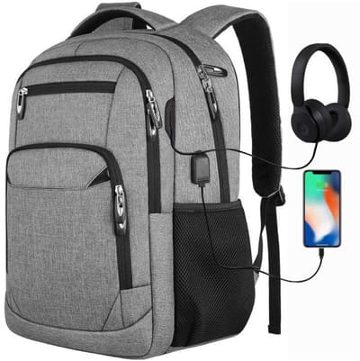 REDOM Rugzak Backpack 18 inch - Laptop Rugzak - USB-poort - Waterafstotend Oxford - Anti-diefstalvak - School Rugzak - Reis Rugzak - Ruime Opbergruimte - Meerdere Vakken - Grijs