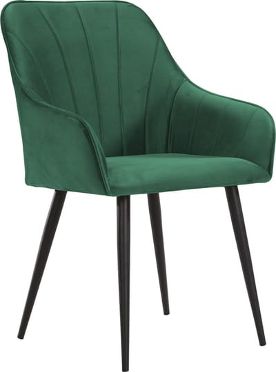 Soof&Tess - Set van 4 - Ferrara Eetkamerstoel - Groen - Fluweel - Velvet - Industrieel - Met armleuning - Easy Clean Stoffen - Hoge Kwaliteit