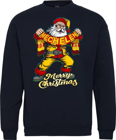 Kersttrui Kerstman Mechelen | Foute Kersttrui Dames Heren | Kerstcadeau | Mechelen supporter | Navy | maat XS