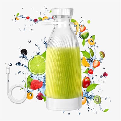 Elektrische sapcentrifugefles, 500 ml, 6 messen ontwerp mini-sapcentrifuge draagbaar, draadloos draagbaar USB-opladen draadloze sapcentrifuge, het meest perfecte cadeau, wit