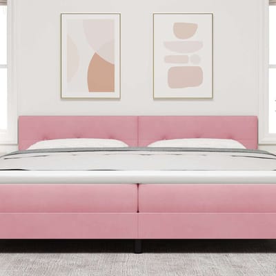 vidaXL - LED - Hoofdbord - met - LED-stripverlichting - Roze - 200 - cm - Fluweel