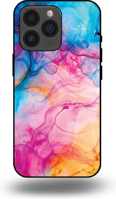 Smartphonica Telefoonhoesje Geschikt voor iPhone 13 Pro met Regenboog Acryl Marmer Opdruk - TPU Backcover Case Rainbow Acrylic Marble Design geschikt voor iPhone 13 Pro