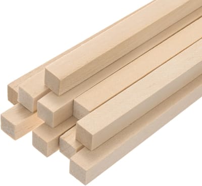 10-Pack Houten Vierkante Stokken 25/64 x 30.5cm, Onbehandelde Houten Pins voor Creatieve Klussen, DIY Projecten en Modelbouw